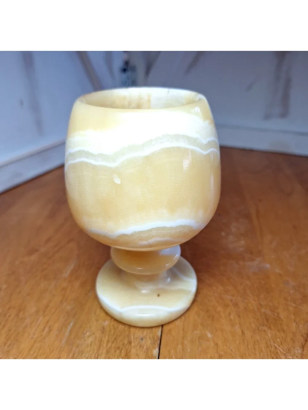 Marble Onyx Alabaster Goblet Carved Natural Stone 5